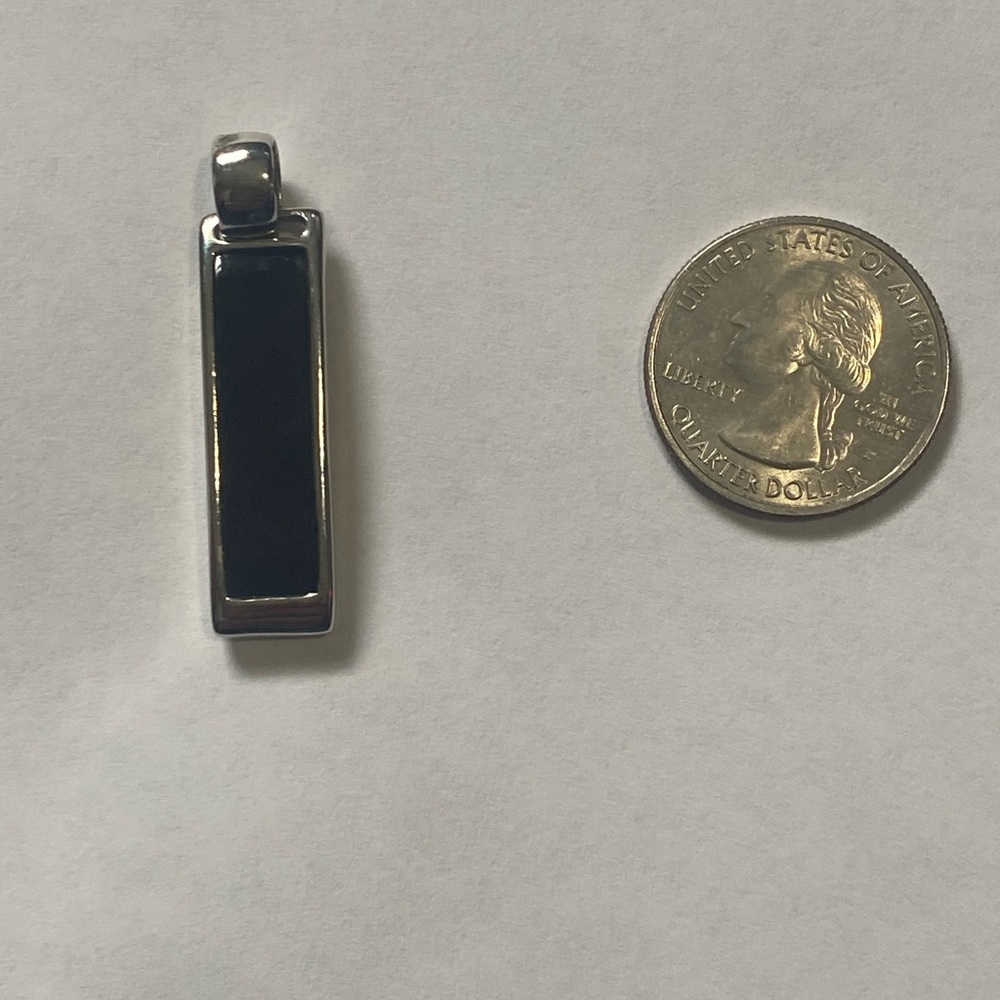 Silver and Black Rectangular Pendant